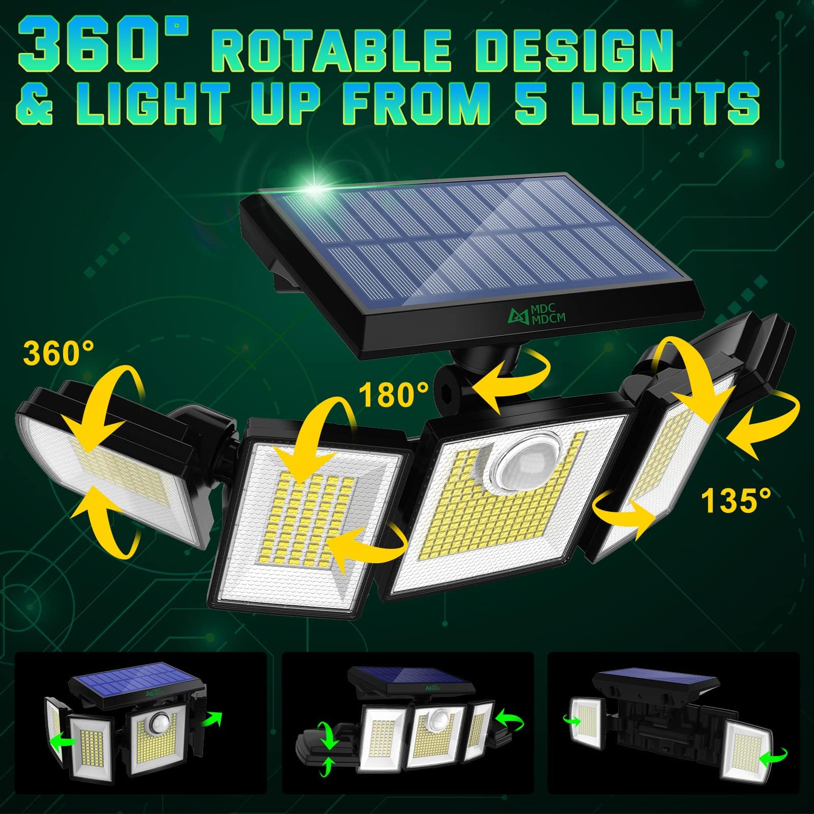 2400mAh battery supports long-lasting, low-maintenance outdoor lighting.