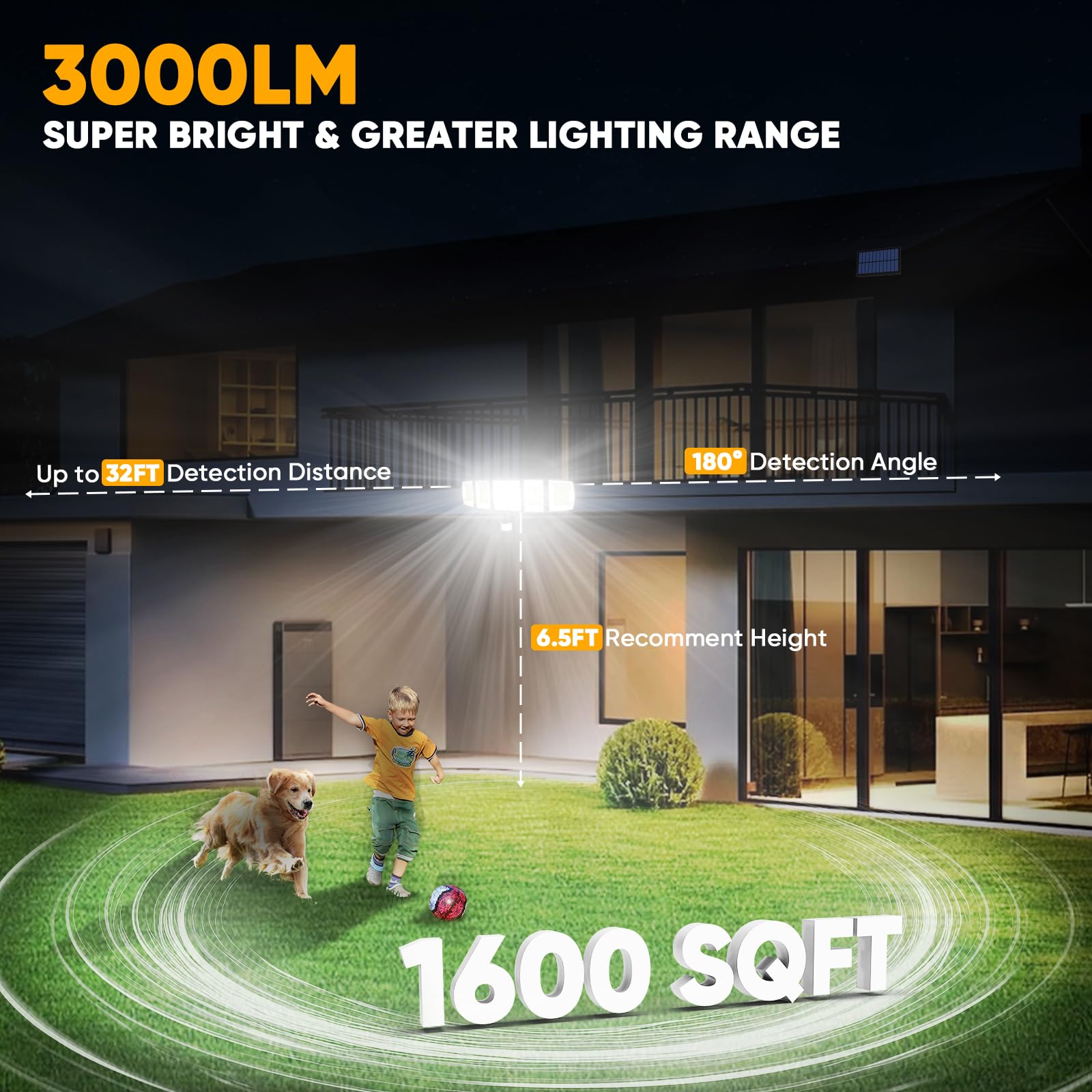 Dusk-to-dawn operation with motion sensor boosts security.