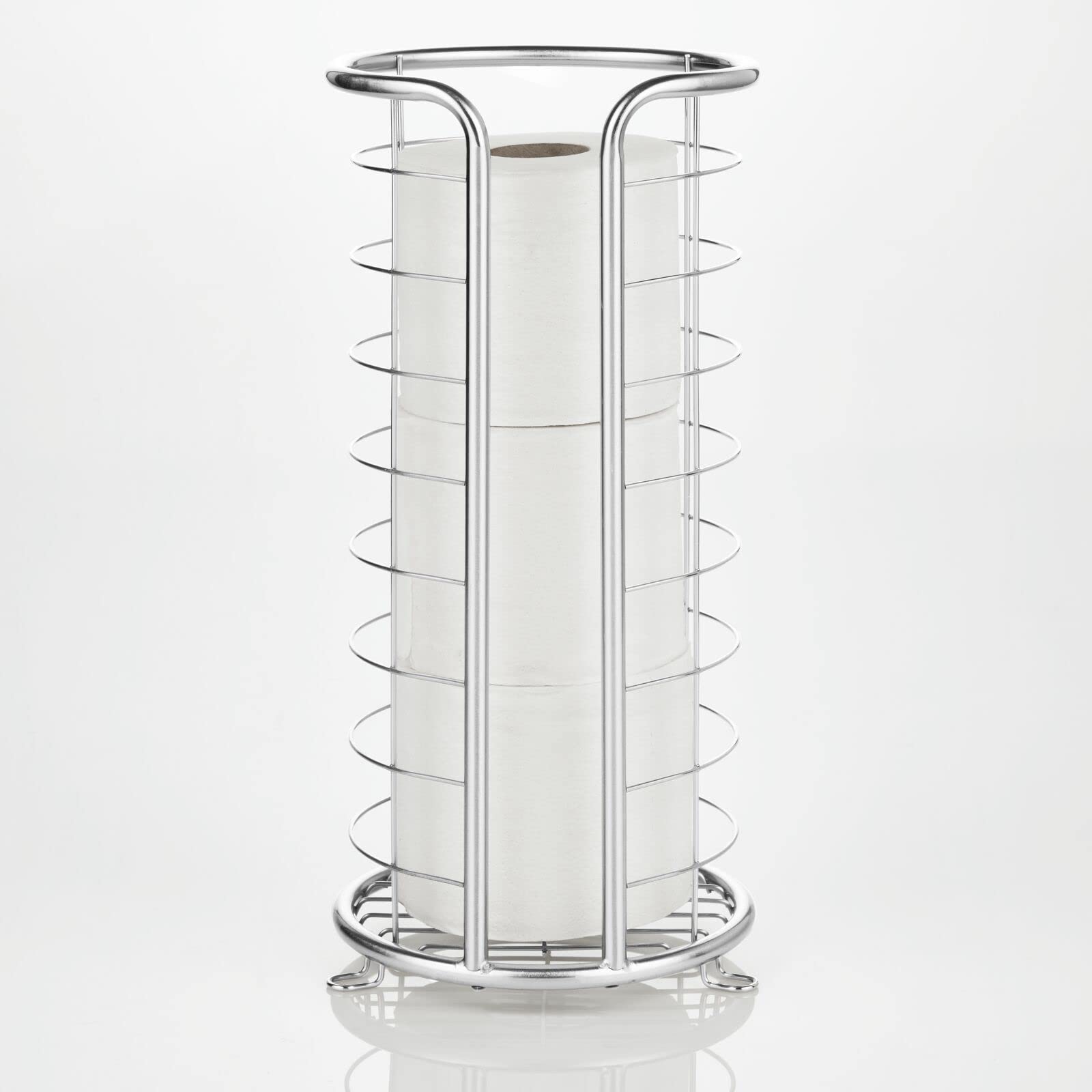 Freestanding design rests securely on any bathroom surface
