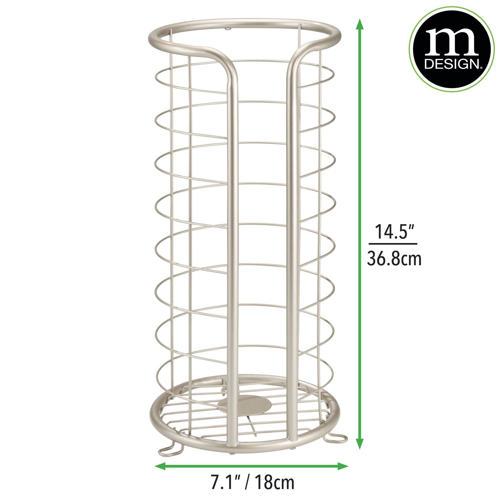 mdesign omni-collection satin finish bathroom stand blends style with extra toilet paper storage