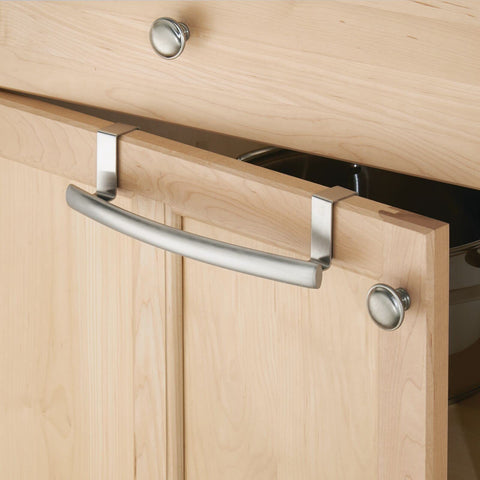 mDesign over-door bar suitable for hand towels, dish towels, and washcloths.