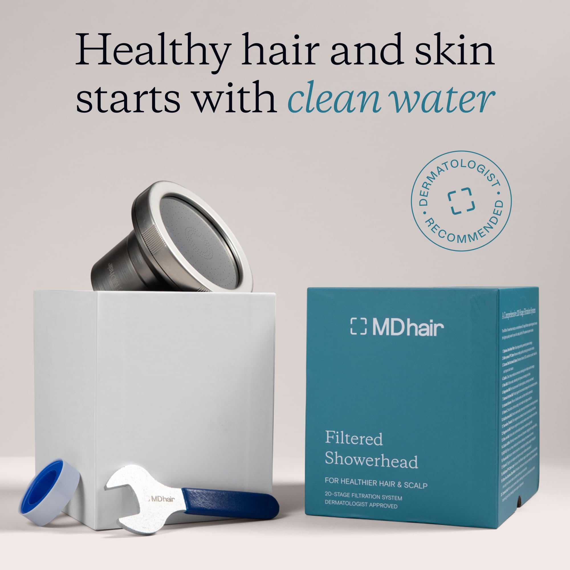 MDhair filtered shower head heavy metals removal helps reduce mineral buildup for softer water.