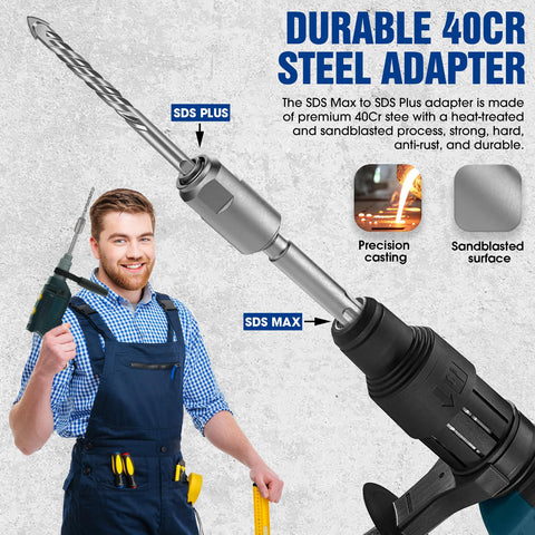 MDKave hammer drill adapter in action for masonry drilling.