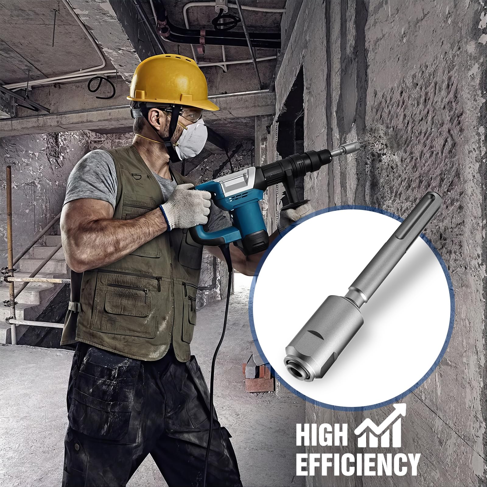 MDKave SDS-Max to SDS-Plus adapter side profile showing rugged construction.