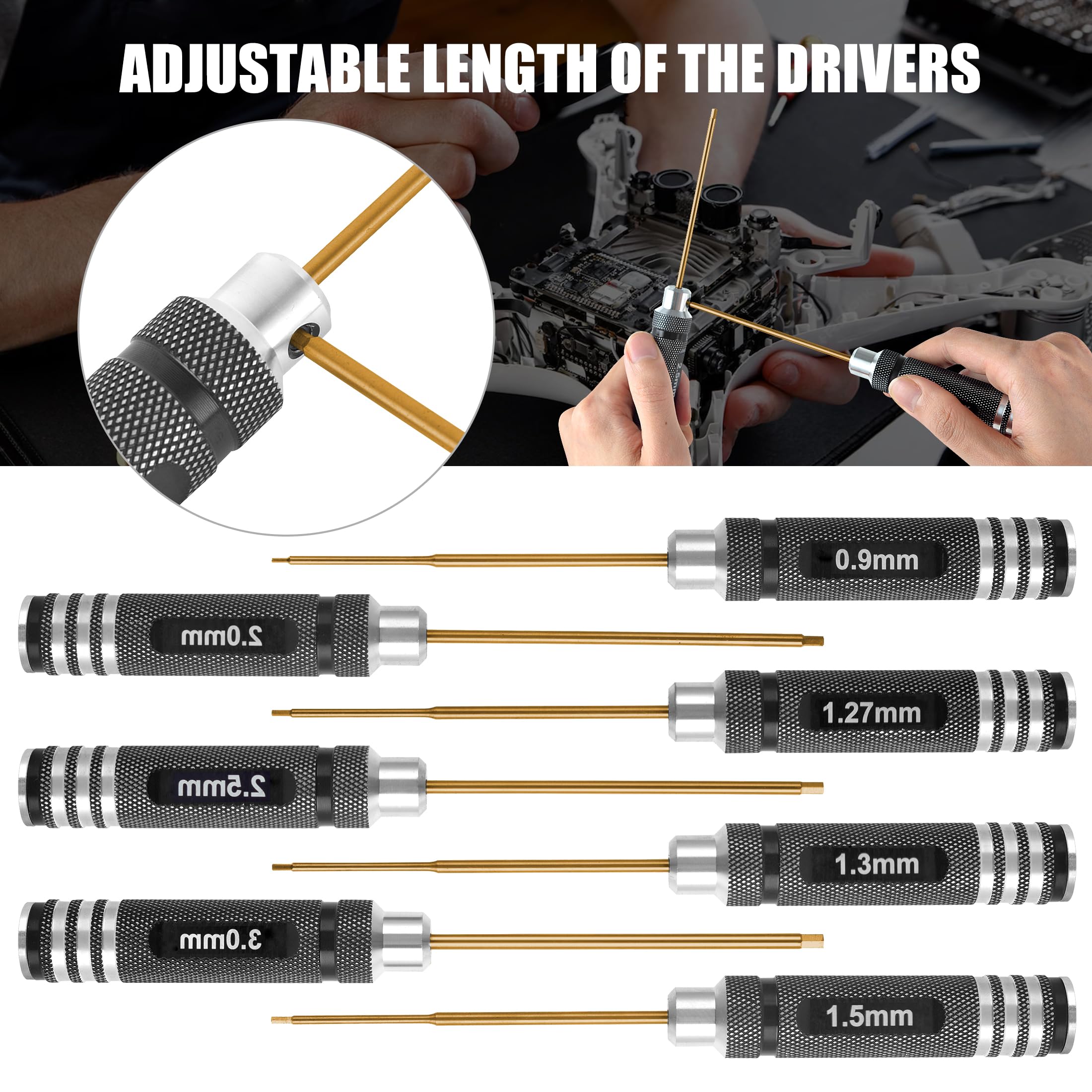 MDLHOBBY 1.3mm Ti-plated hex screwdriver for secure screws