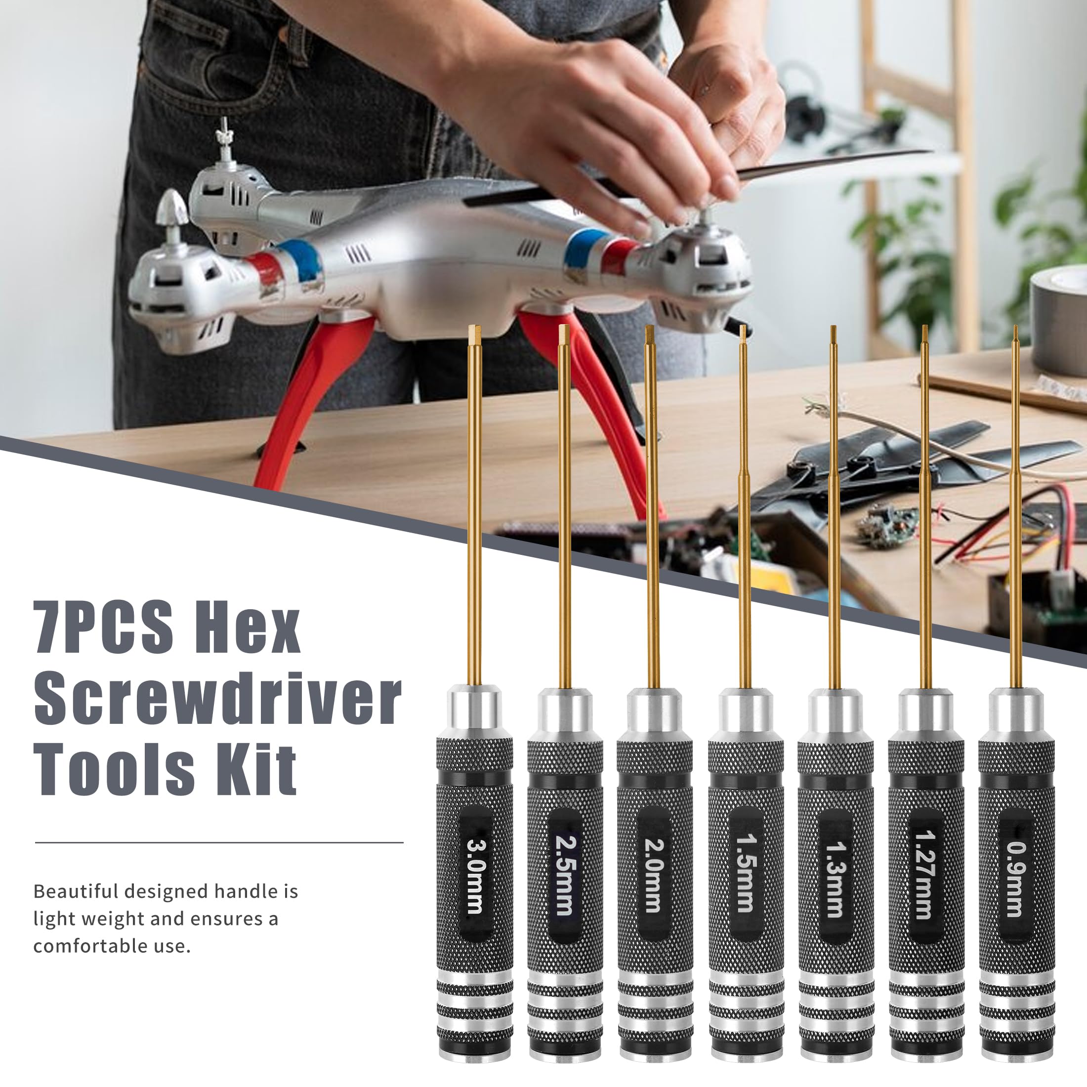 MDLHOBBY 1.5mm Ti-plated hex screwdriver for smooth thread engagement