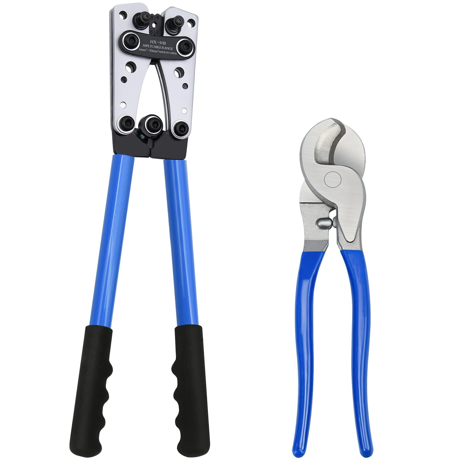 Mdvora battery lug crimping tool front view with ergonomic grip for extended use