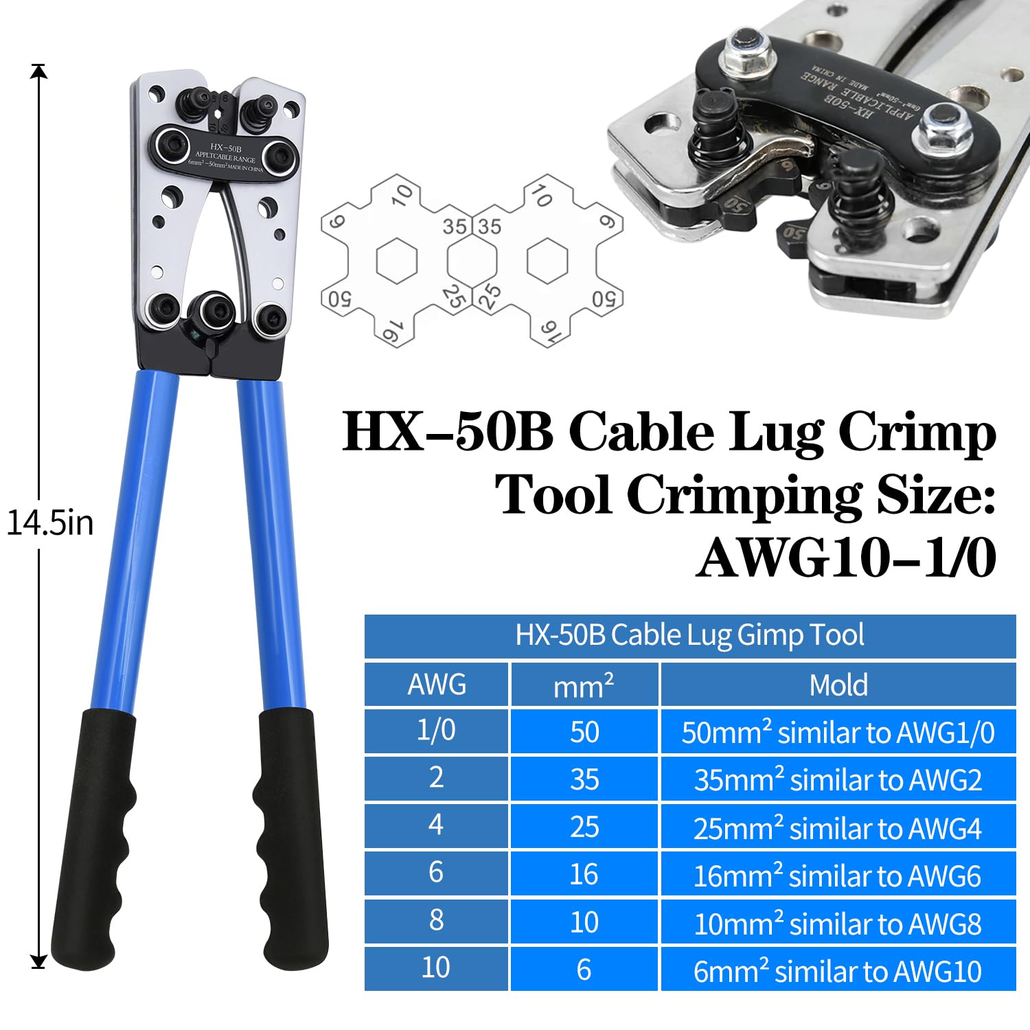 Mdvora rotary crimp mold offering six sizes for precise terminals