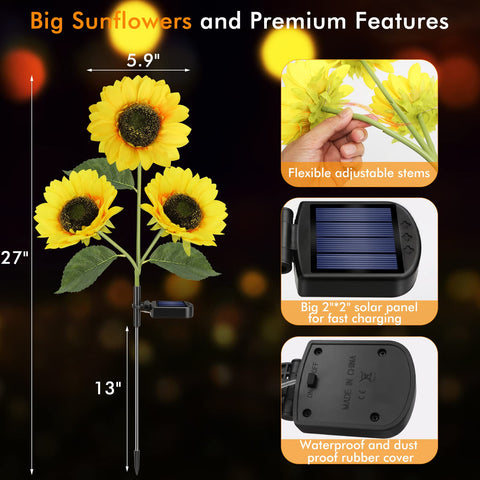 Meagoo solar sunflower light backyard illumination for cozy outdoor spaces