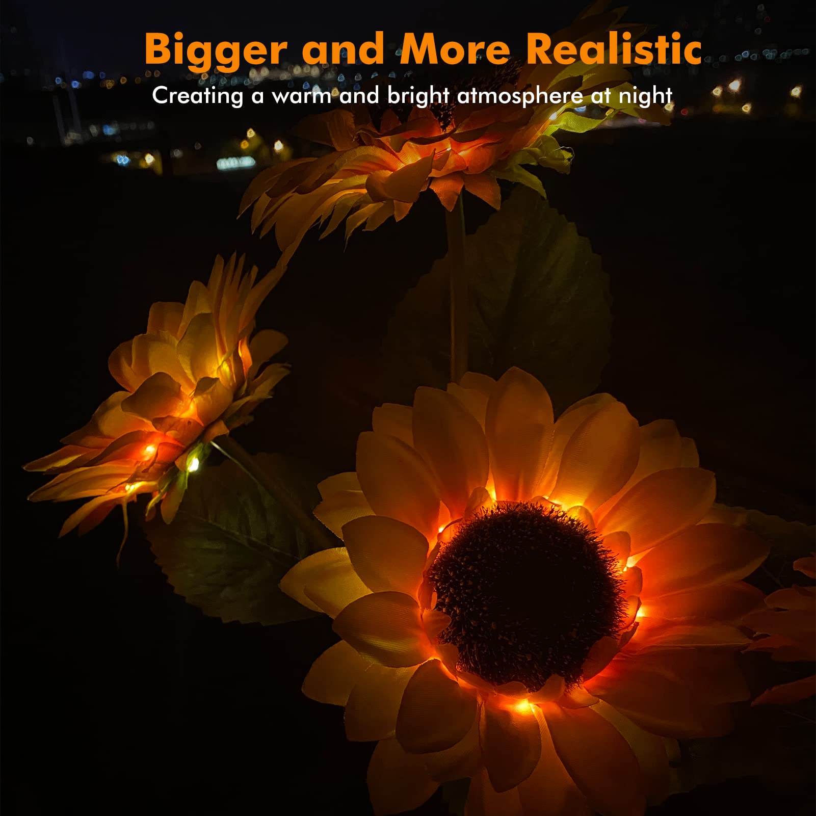 Meagoo sunflower light garden border decor adds daytime charm and nighttime ambience