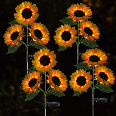 Meagoo sunflower light two-pack offers versatile double coverage for yard paths