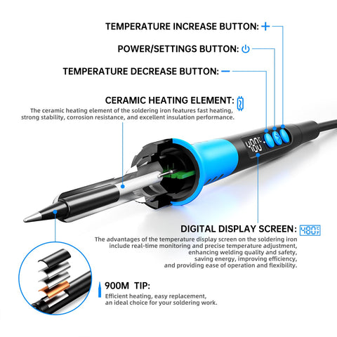 MEAKEST soldering iron kit ventilation head enables faster cooling during use.
