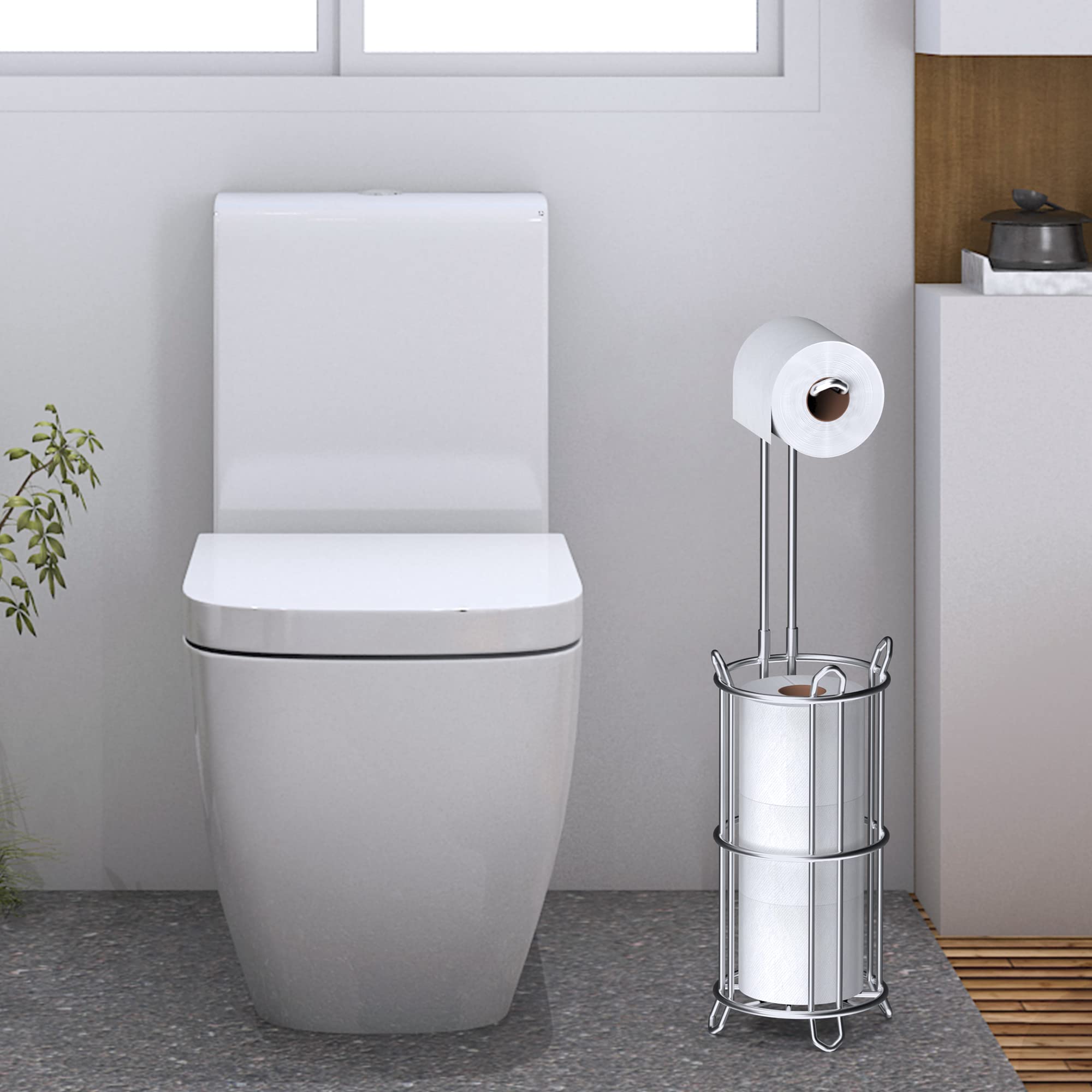 Meangood free-standing toilet paper dispenser ready for placement