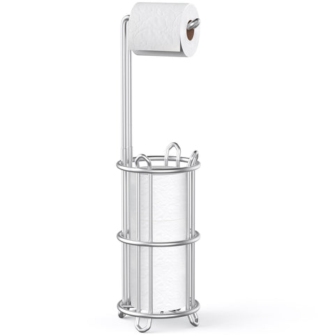 Meangood four-roll storage atop the toilet paper holder stand for handy backups