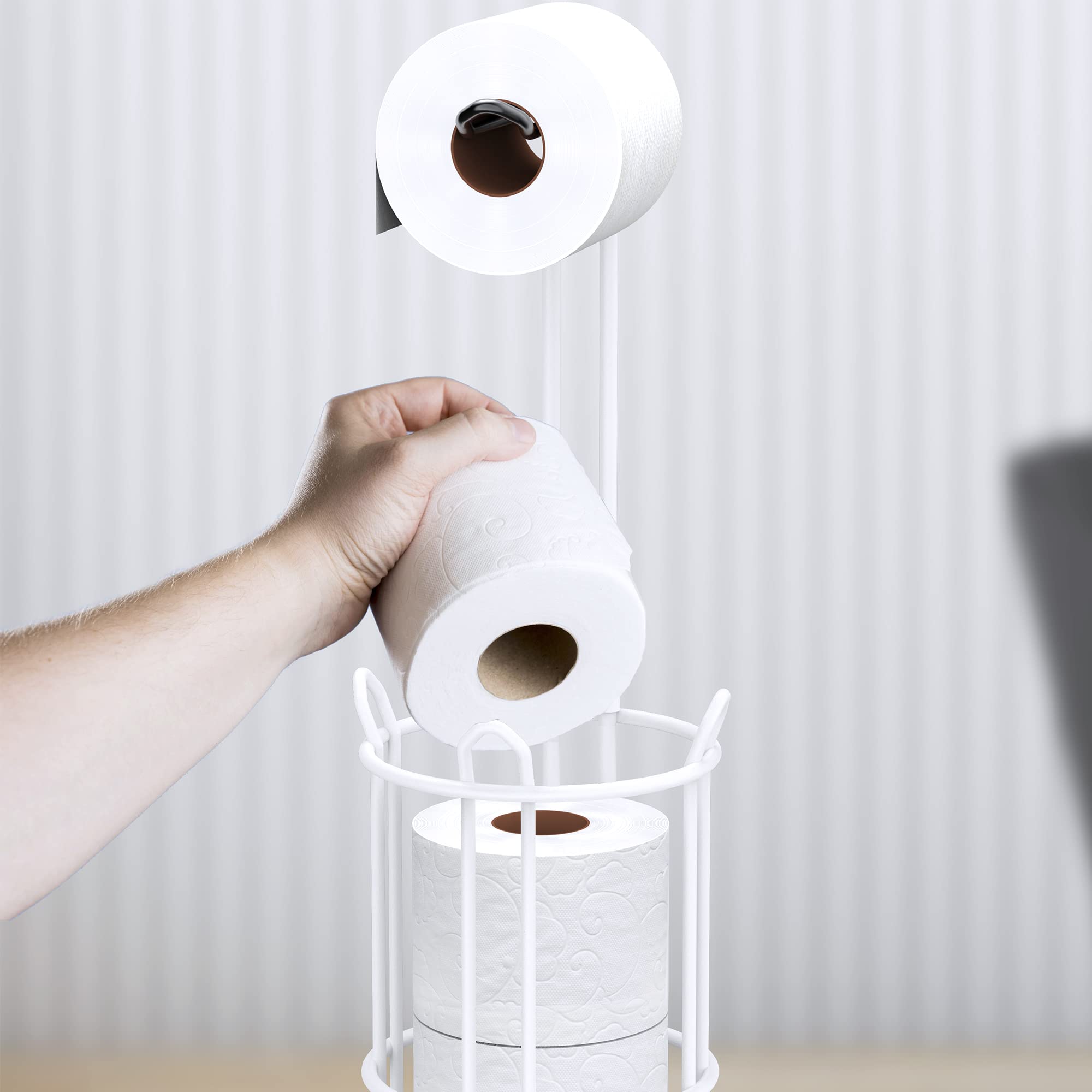 Meangood toilet paper holder with rust-resistant finish for long-lasting use.