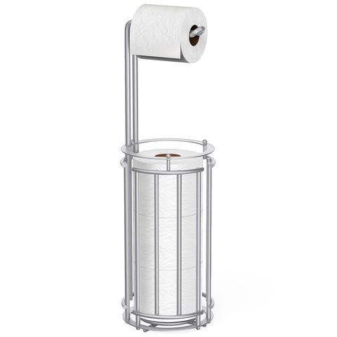 Meangood toilet paper holder stand, side view, showing easy reach and compact footprint.