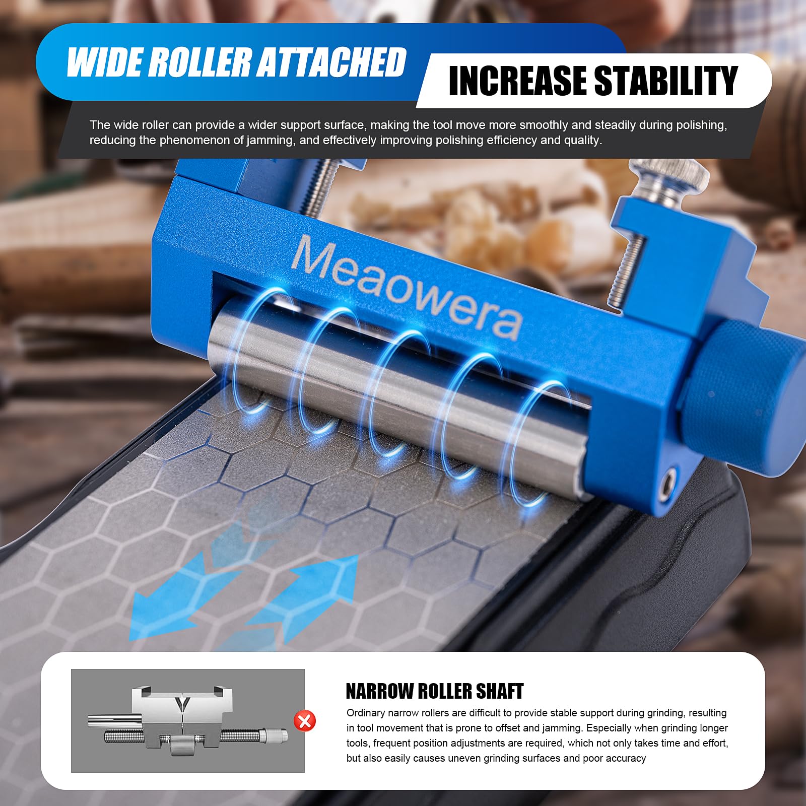 Meaowera chisel sharpening kit fixed-angle-setup ensures consistent edge sharpening.
