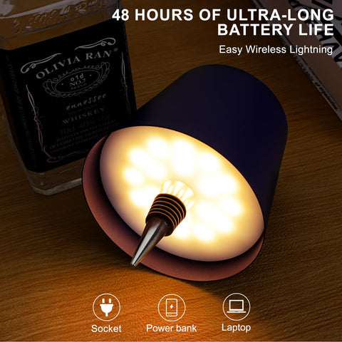 Mebaraul bottle lamp with touch control enables easy three-color temperature adjustment.