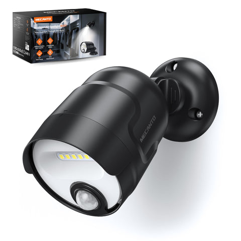 Mecanto battery-powered motion sensor light front view for secure night entry.