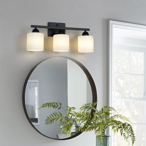 Mecgirn milk glass shade close-up showing diffuse light quality.