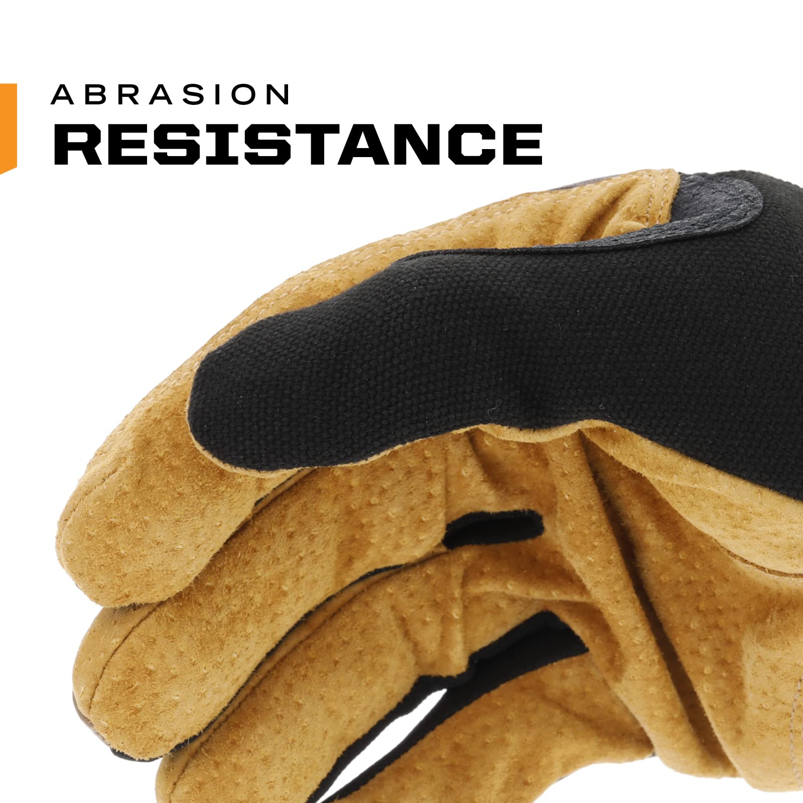 Mechanix Wear Fastfit Leather Gloves palm detail with Durahide for abrasion resistance.