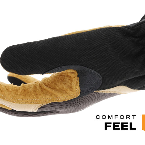 Mechanix Wear Fastfit Leather Gloves stretch-elastic cuff provides secure wrist fit and debris protection.