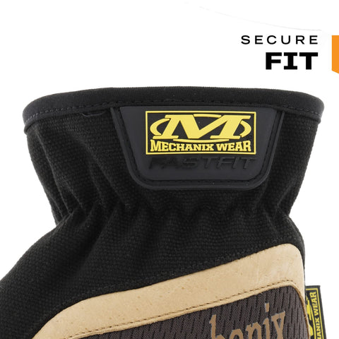 Mechanix Wear Fastfit Leather Gloves two-piece palm reduces material bunching for precise dexterity.