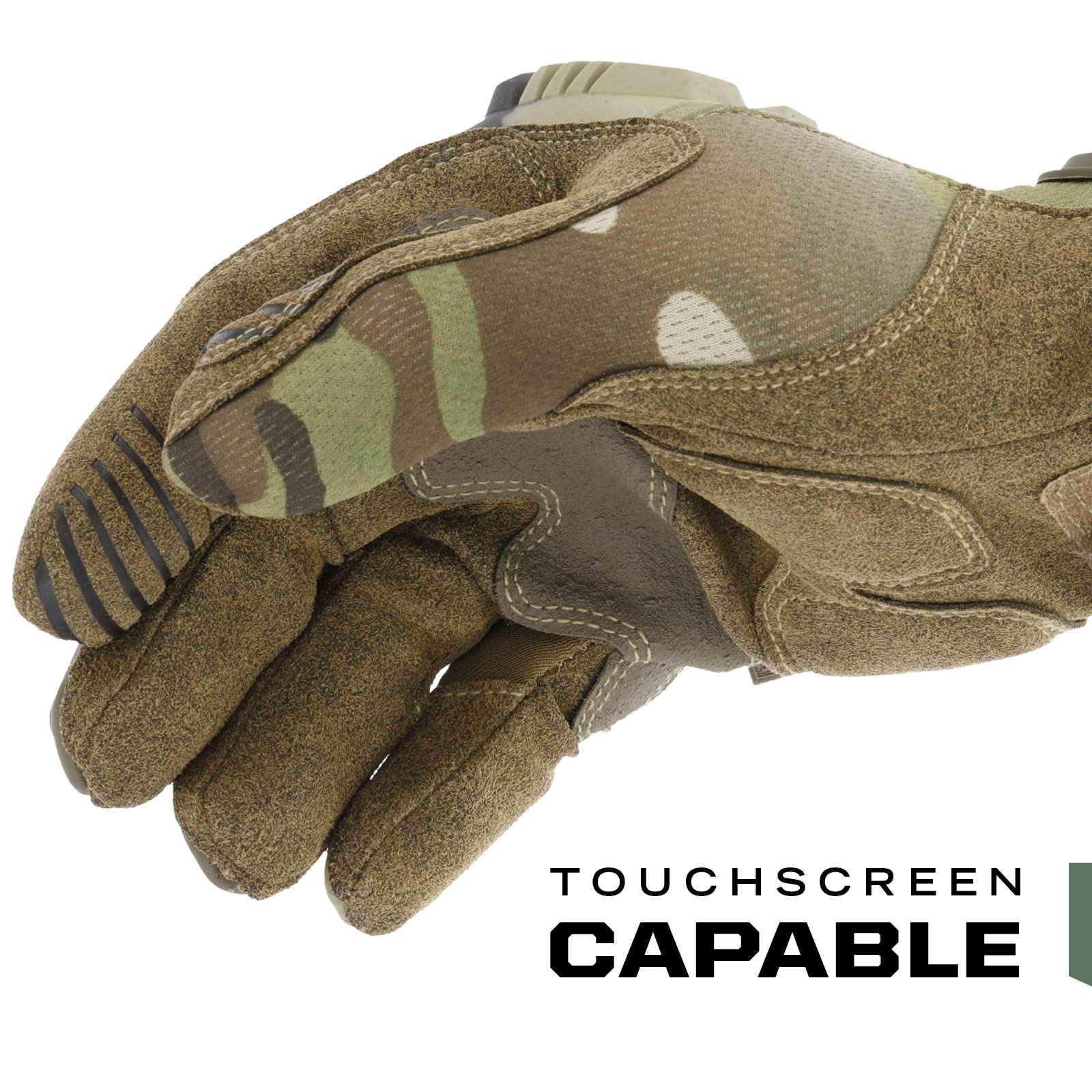 Mechanix Wear M-Pact gloves show finger guards for abrasion resistance during demanding outdoor tasks.