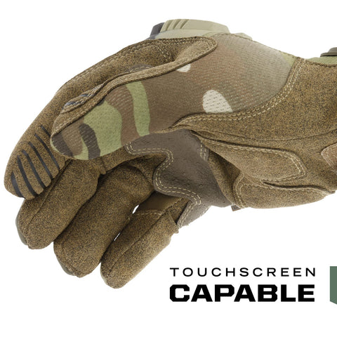 Mechanix Wear M-Pact gloves show finger guards for abrasion resistance during demanding outdoor tasks.