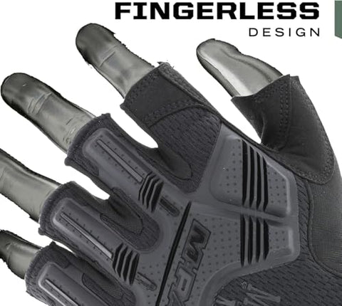 Mechanix Wear M-Pact fingerless gloves showcase D3O palm padding for impact energy dampening.