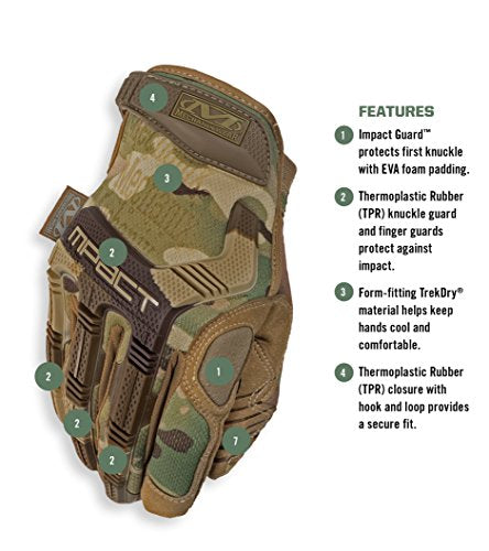 Mechanix Wear M-Pact gloves with touchscreen capability for device use in the field.