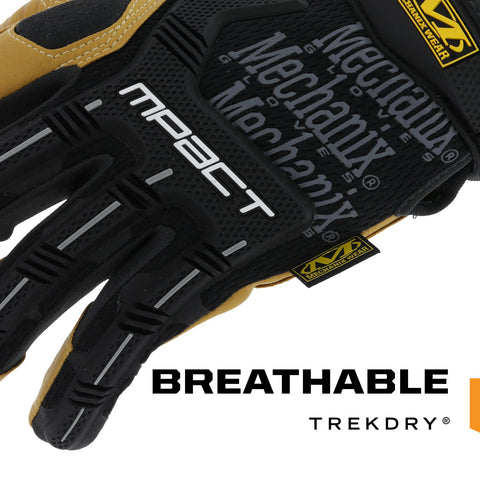 Mechanix Wear Material4X M-Pact Armortex reinforced palms enhancing abrasion resistance.