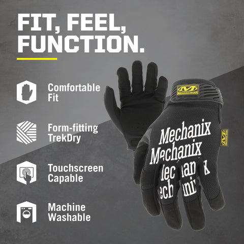 Mechanix Wear Original Gloves fingertips-synthetic-leather offer abrasion resistance and precise touchscreen use.