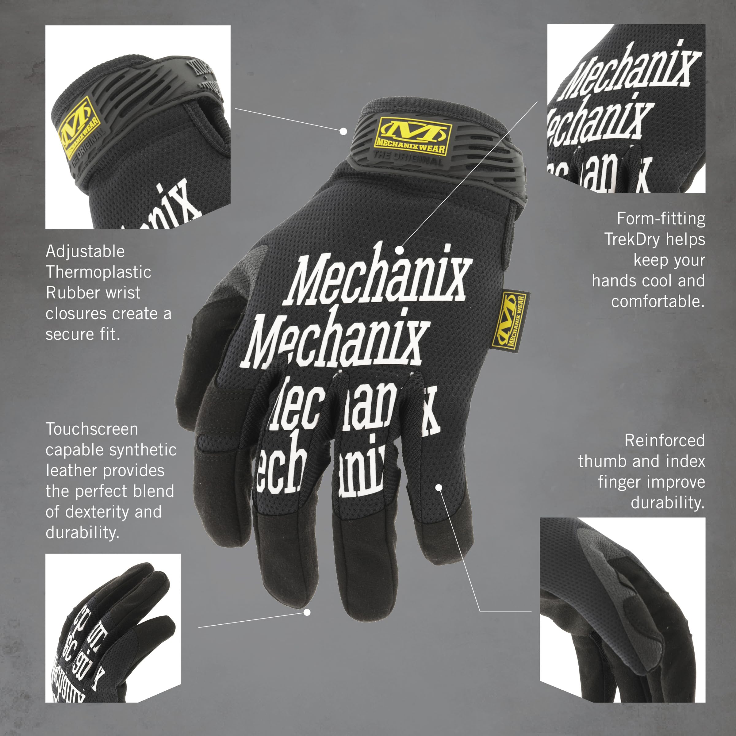 Mechanix Wear Original Gloves thumb-saddle-welded-lock-ring enhances durability for heavy-duty tasks.