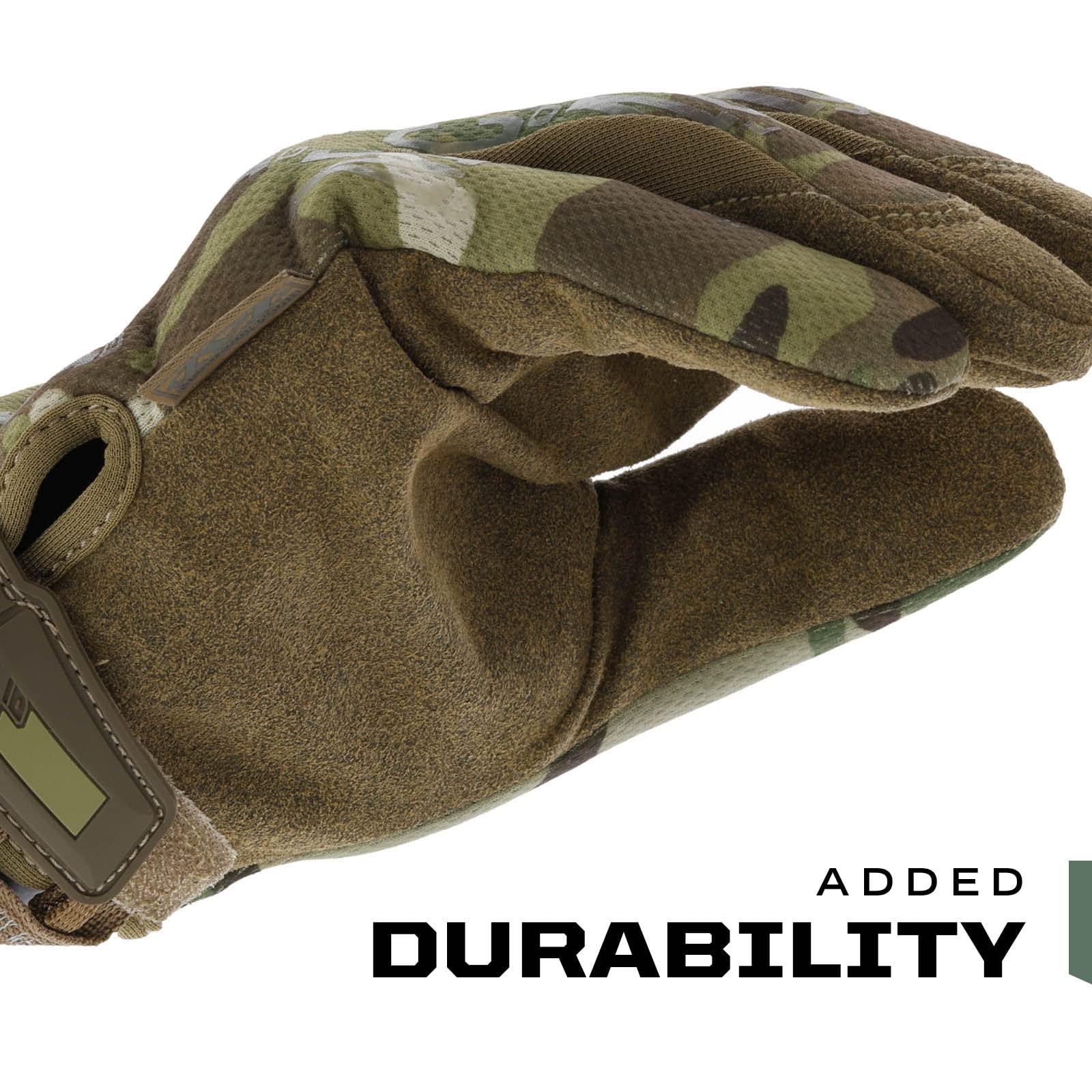 Back-of-hand mesh adds abrasion resistance and airflow