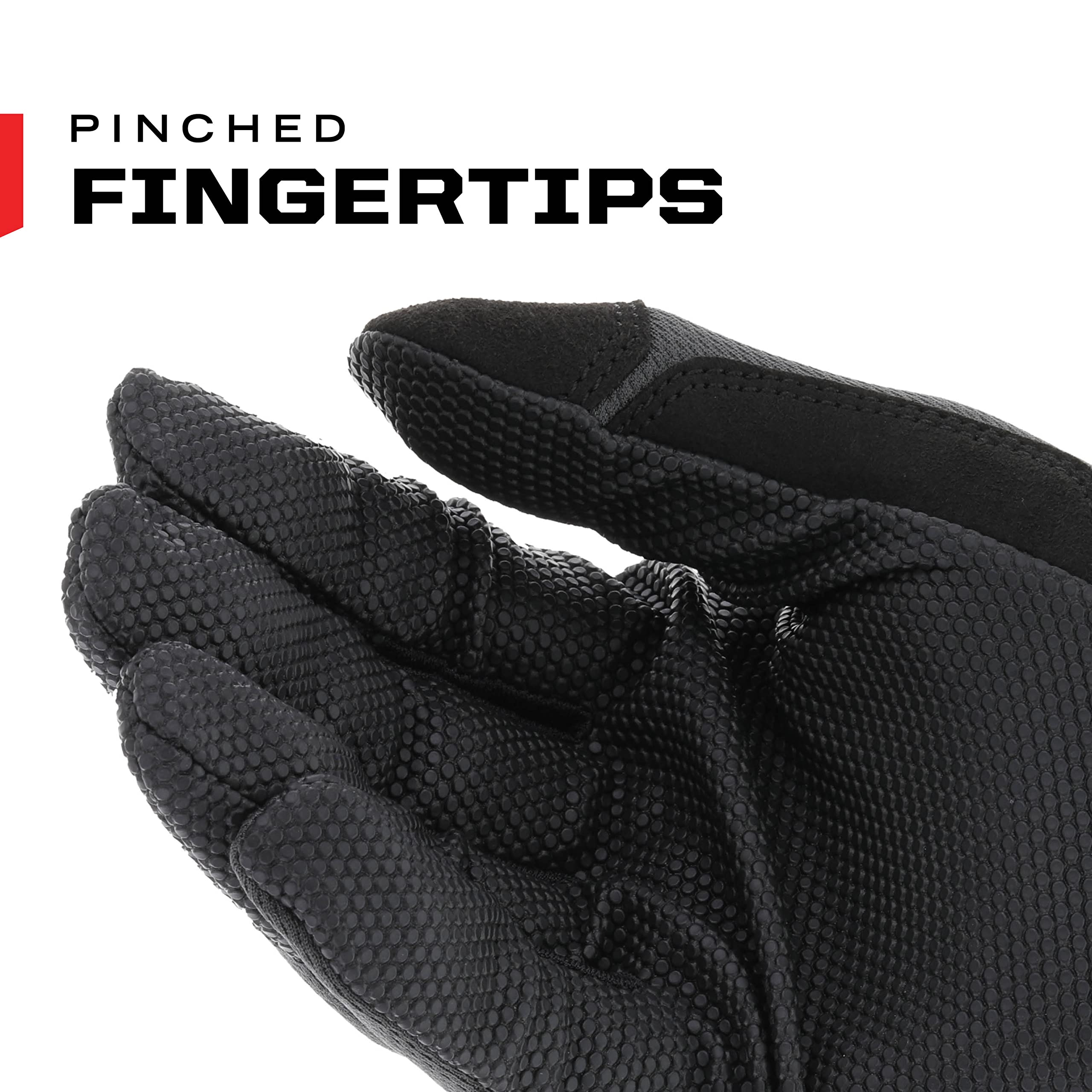Mechanix Wear Specialty Grip gloves pinched fingertip design enhances dexterity.