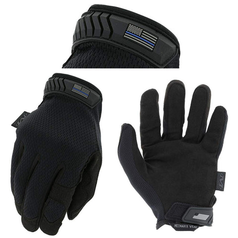 Mechanix Wear Thin Blue Line Covert gloves with back mesh for cooler wear.
