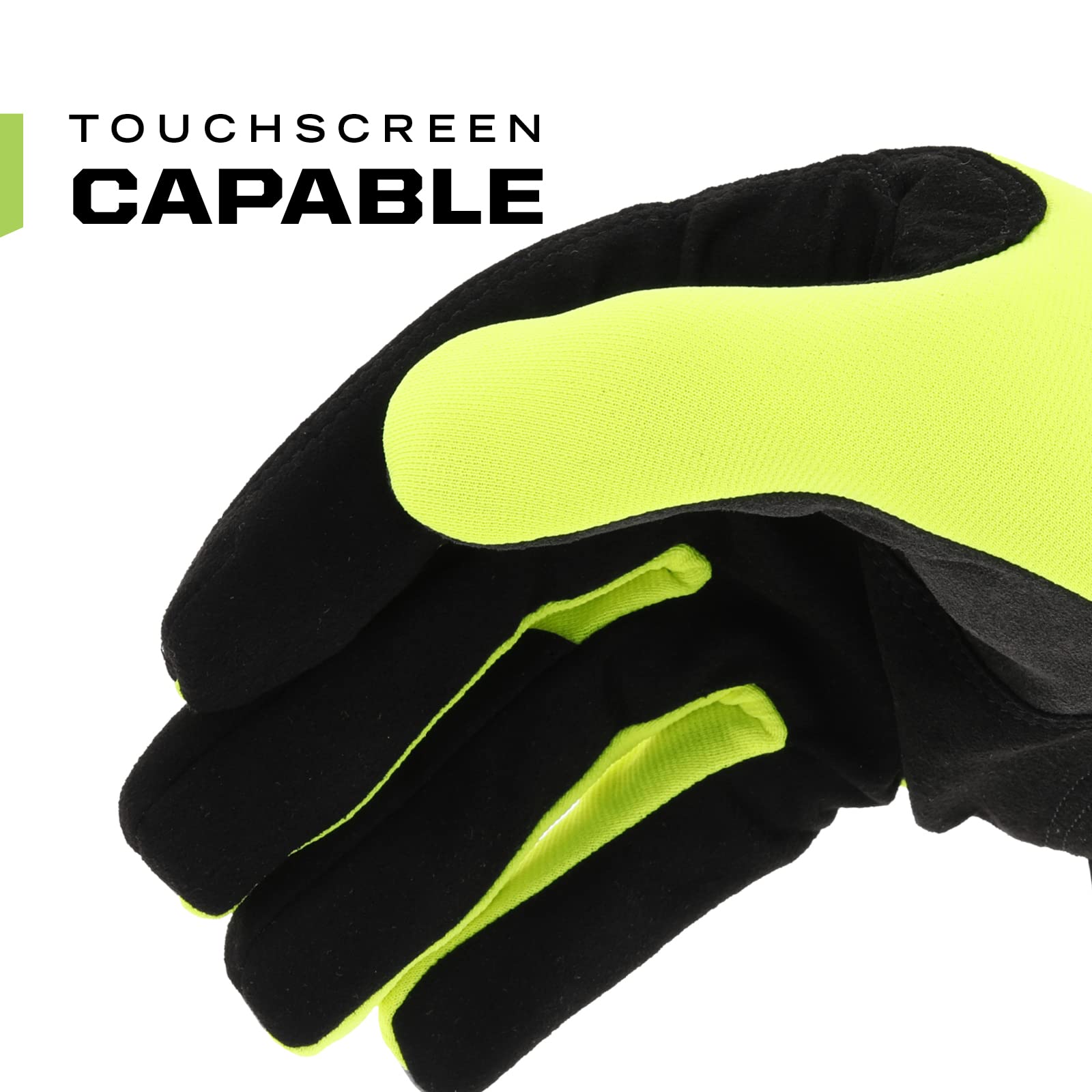 Backhand with TrekDry cooling for all-day comfort by Mechanix Wear Hi-Viz FastFit.