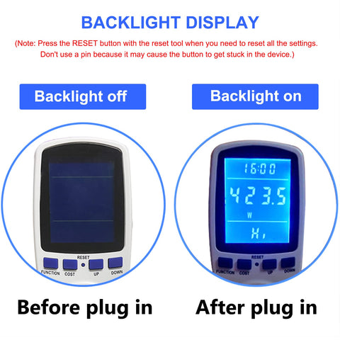 MECHEER watt meter's overload protection warns when load is high