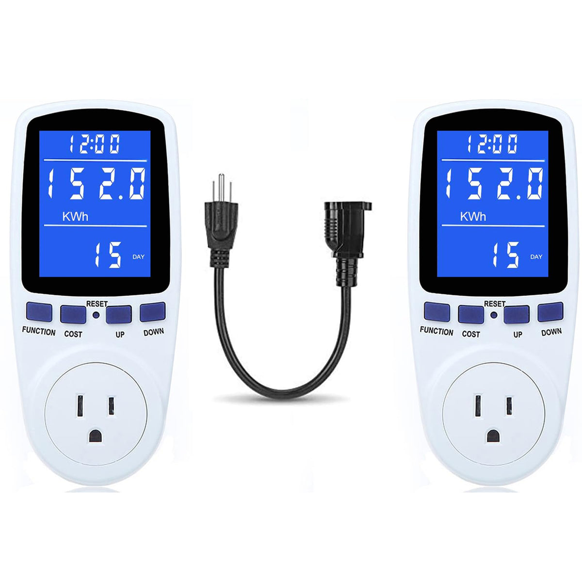 MECHEER watt meter plug with backlit display for easy readings day and night