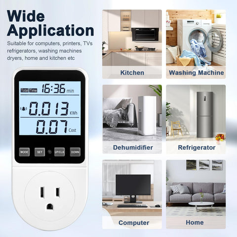 Mecheer watt meter plug in use demonstrates practical energy monitoring at home