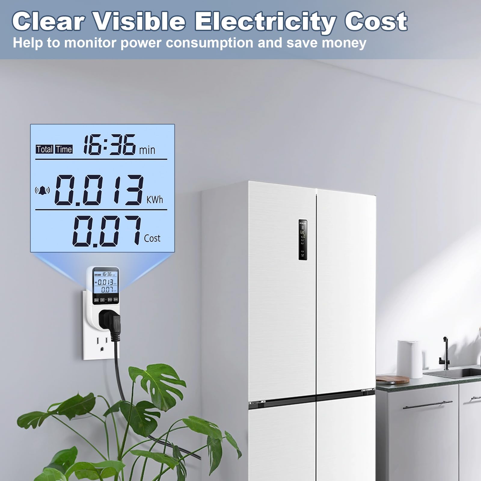 Mecheer watt meter plug kWh alarm helps manage household energy