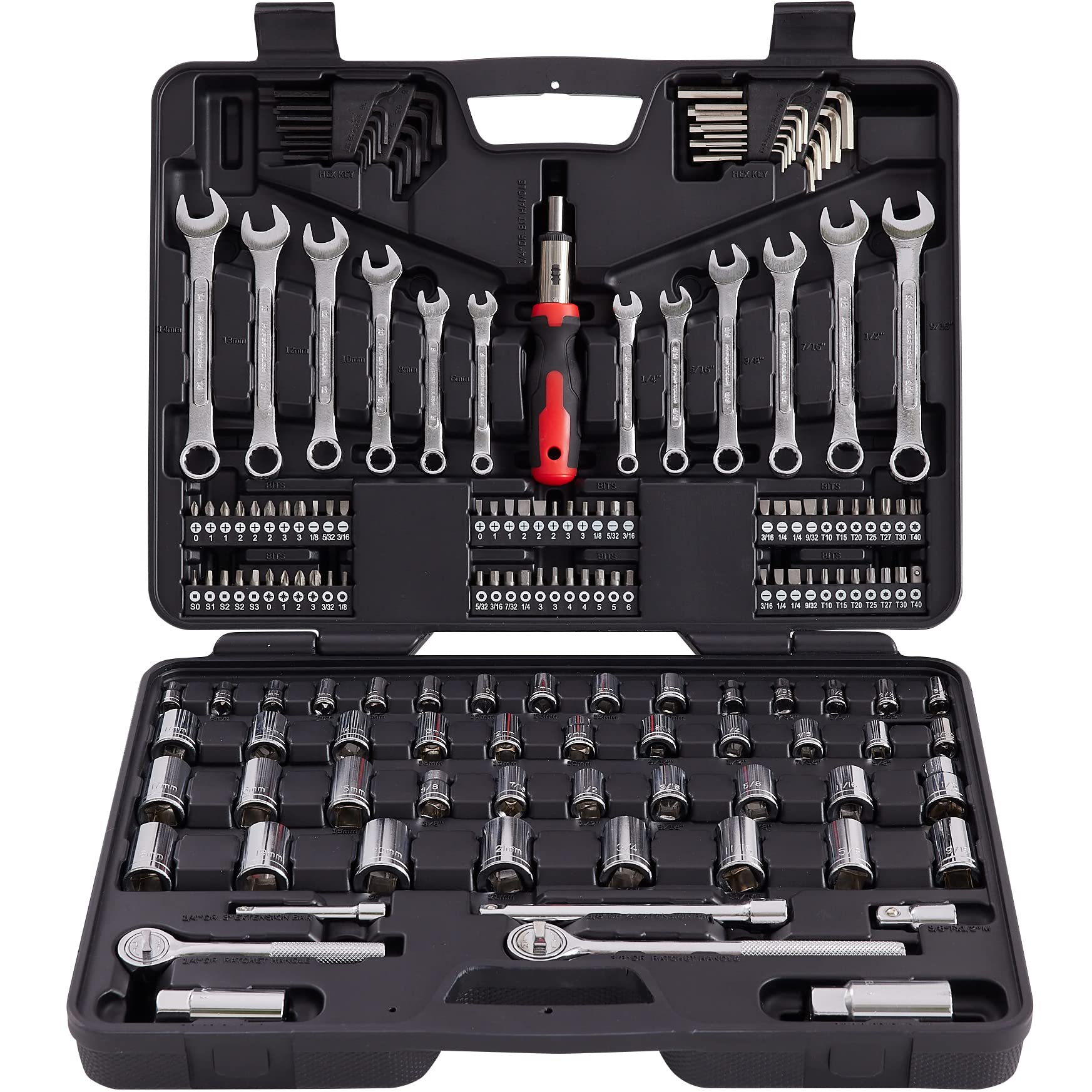 MECHMAX 161-piece set overview showing organized tools in a case