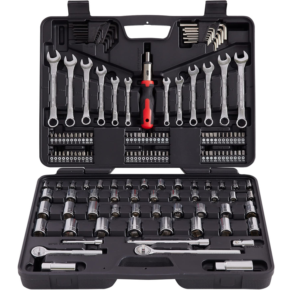 MECHMAX 161-piece set overview showing organized tools in a case