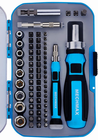 MECHMAX 68-piece screwdriver set case view with organized bits for quick access
