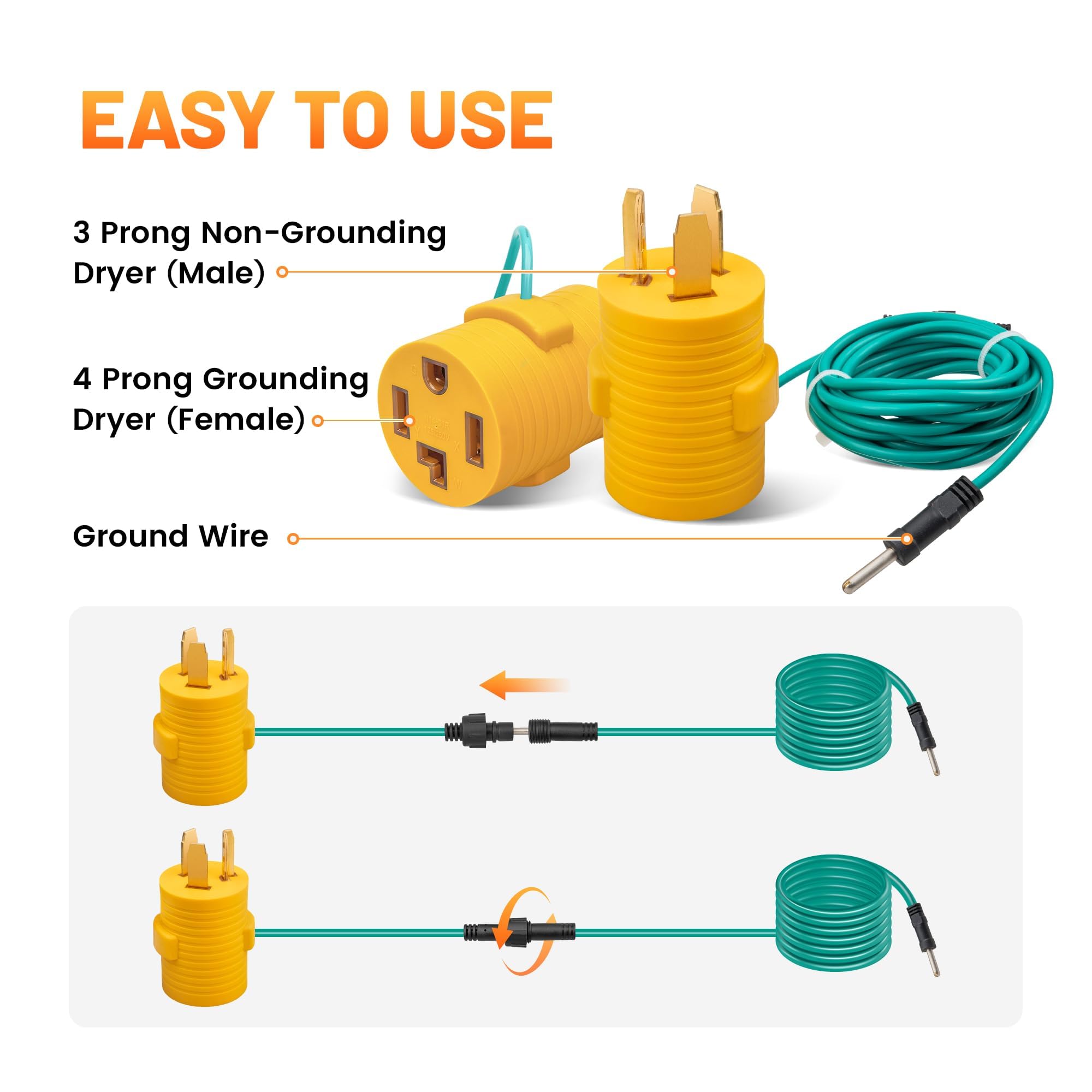 MECMO 10-30P male view features classic dryer plug