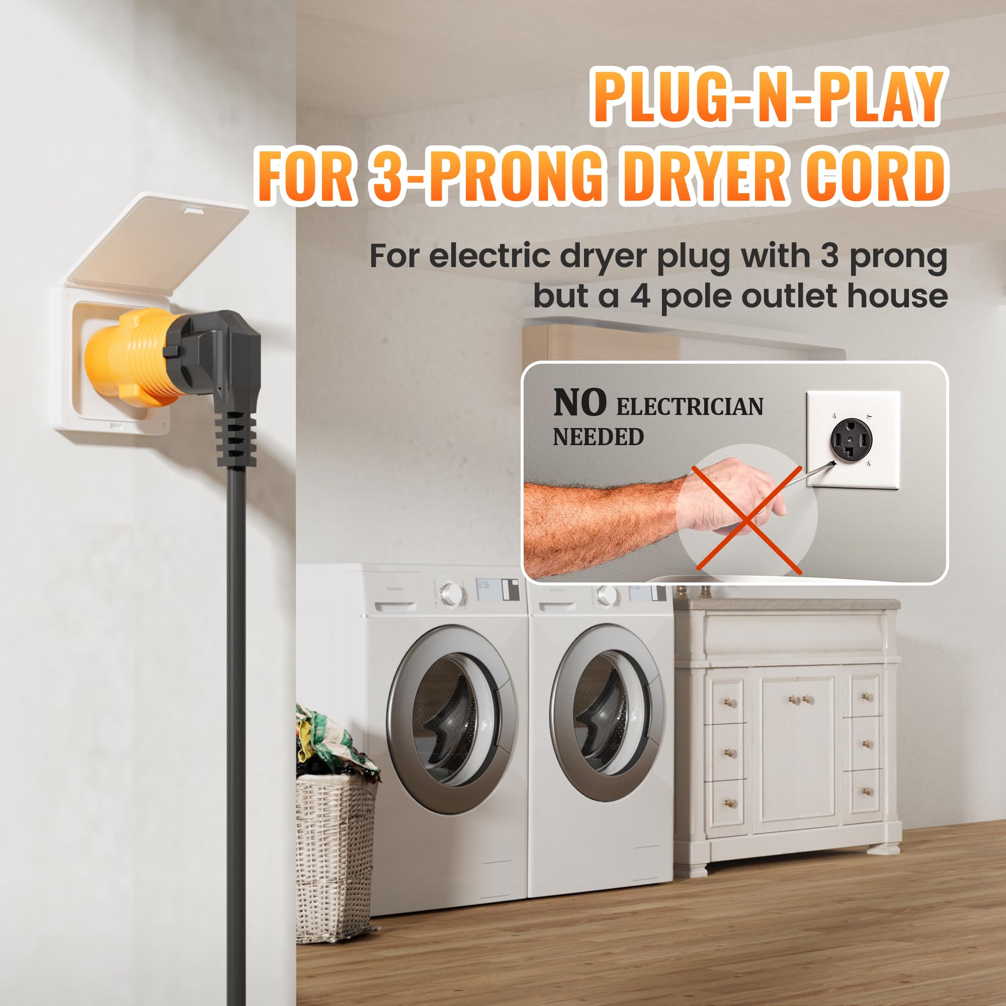 MECMO plug-and-play dryer adapter ready for quick connection
