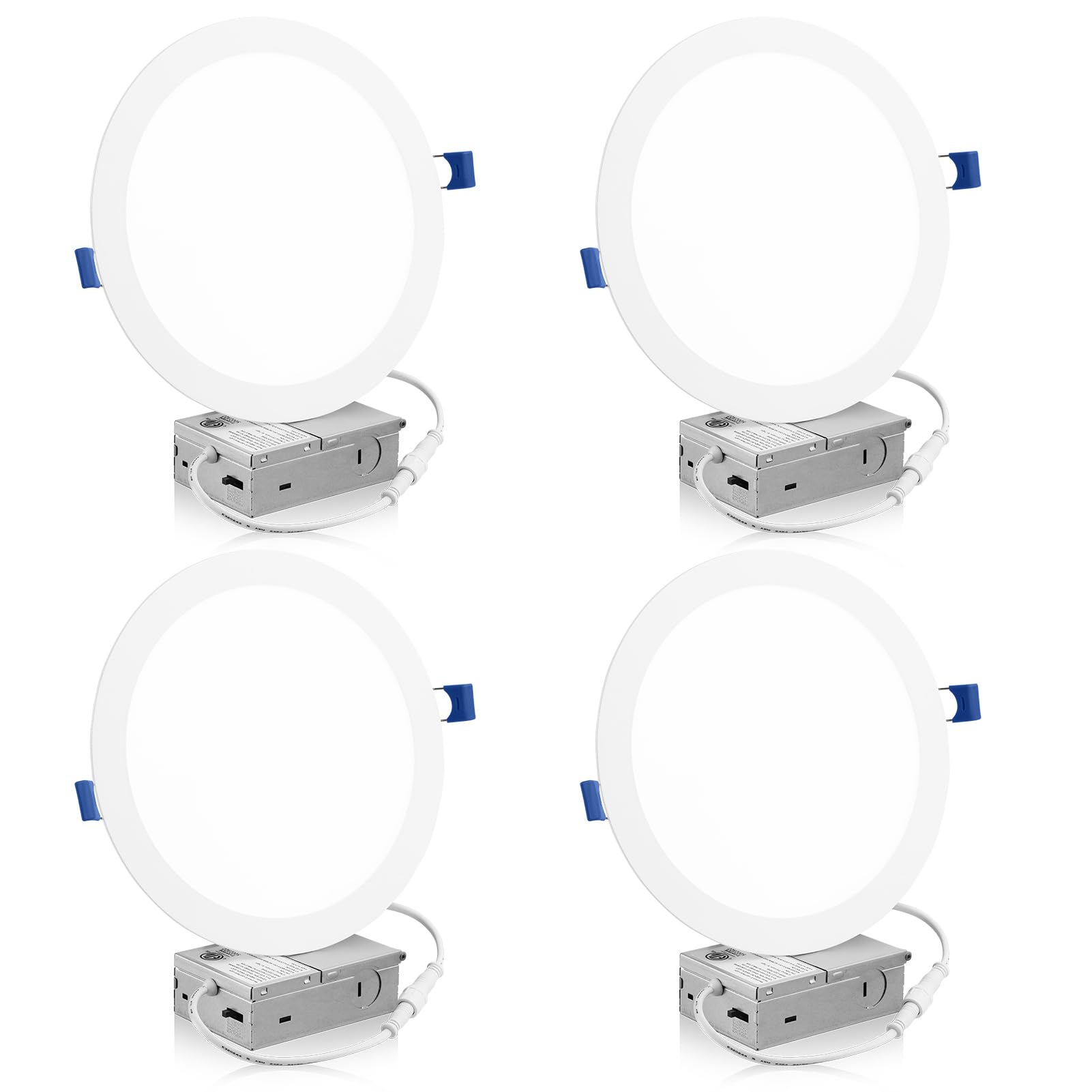 Meconard 4-pack 8-inch LED recessed light demonstrates quick, clean ceiling install.