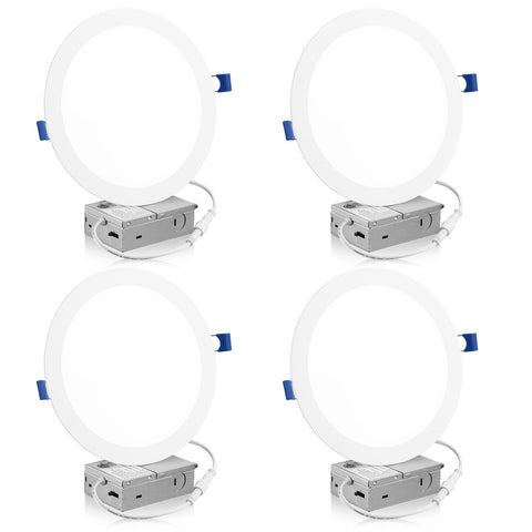 Meconard 4-pack 8-inch LED recessed light demonstrates quick, clean ceiling install.