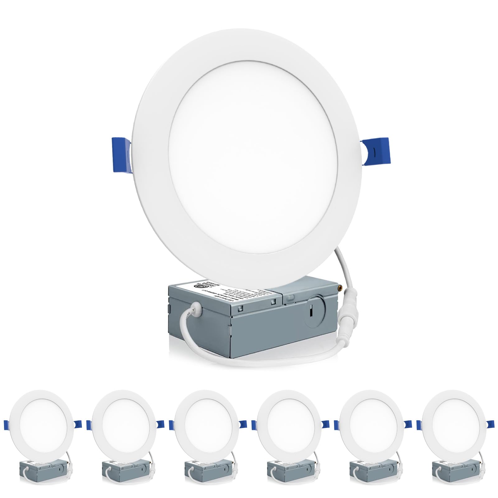 Meconard 6-inch ultra-thin LED downlight installed in ceiling for bright, even lighting